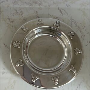 Lunt Silverplate Teddy Bear Round Candy/Snack/Trinket/Key Dish Vintage